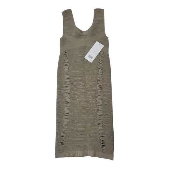 AURA Ruched Bodycon Dress Scoop Neck Wide Strap Sleeveless Sz Large NWT - Picture 3 of 8